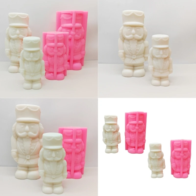 Christmas Nutcrackers Soldier Silicone Mold Compact Nutcrackers Solider Shaped Silicone Mold for Scented Candle Decors