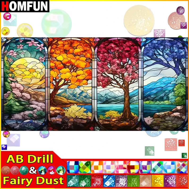 Homfun Fee Dust Ab Art 5d Diy Diamond Painting 