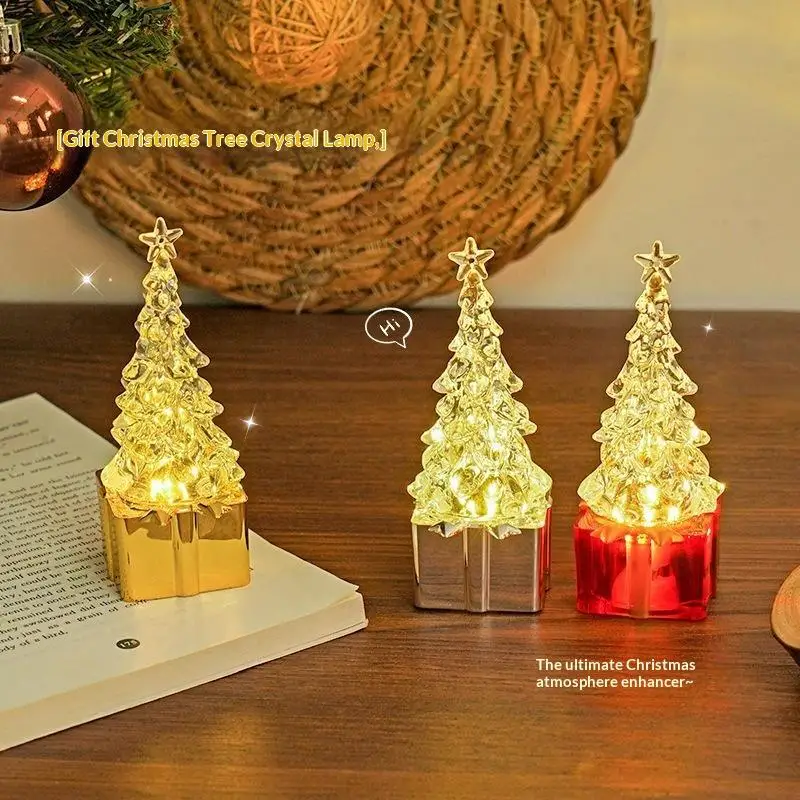 Crystal Christmas Tree Night Light Eye-friendly Warm LED Glow Lamp Perfect Xmas Gift for Family Friends Desktop Decor