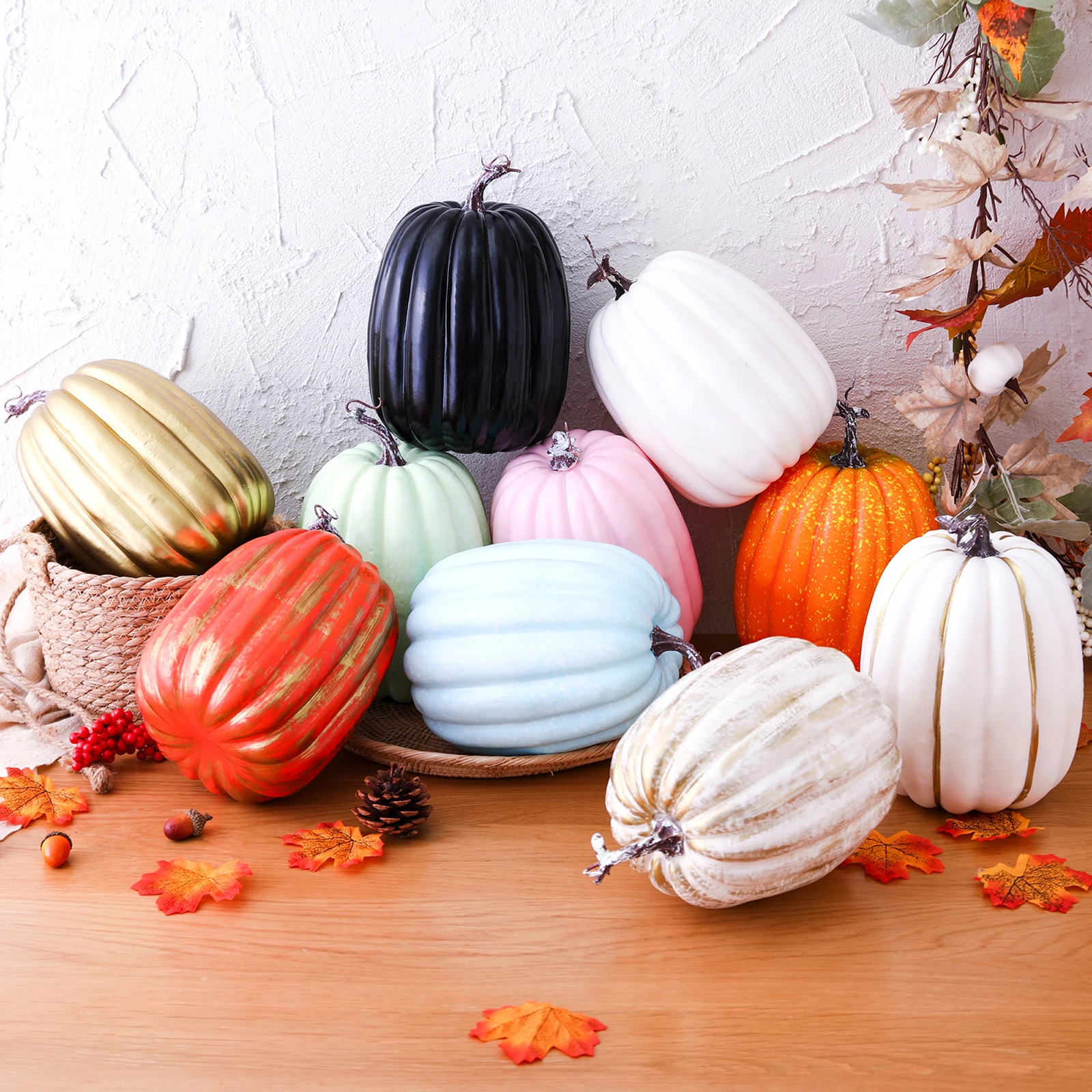 Decorative Pumpkins Artificial Pumpkins Faux Pumpkins Halloween Thanksgiving Tabletop Centerpieces for Home