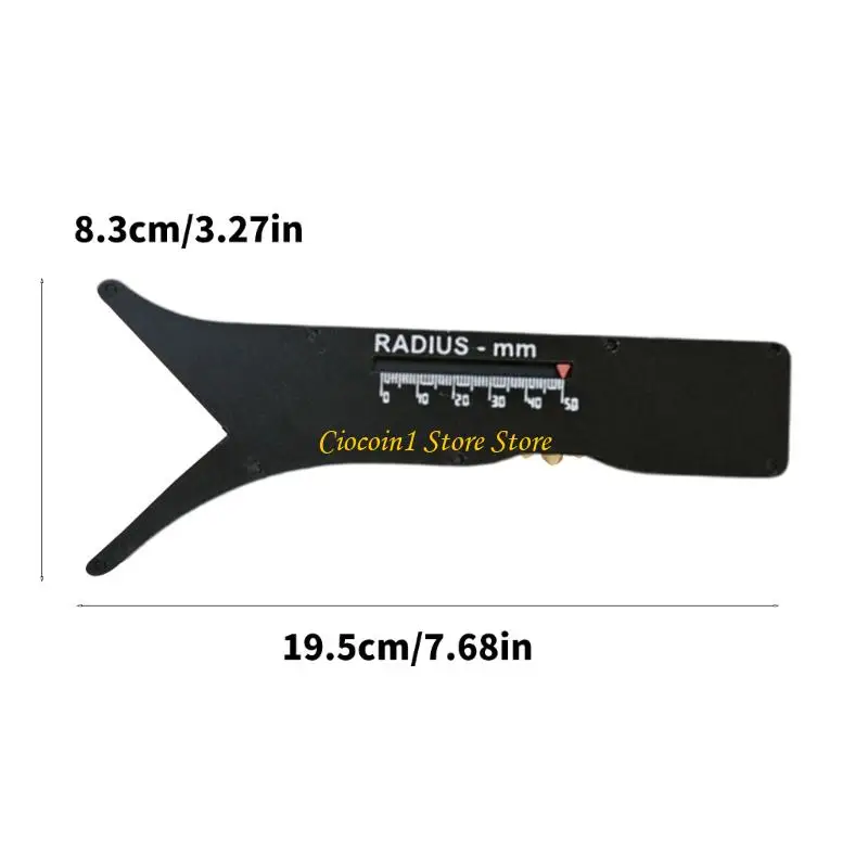 A3PC Sliding Radius Measuring Ruler Multipurpose Radius Gauge Measurement from 0-50mm for Woodworking Drafting