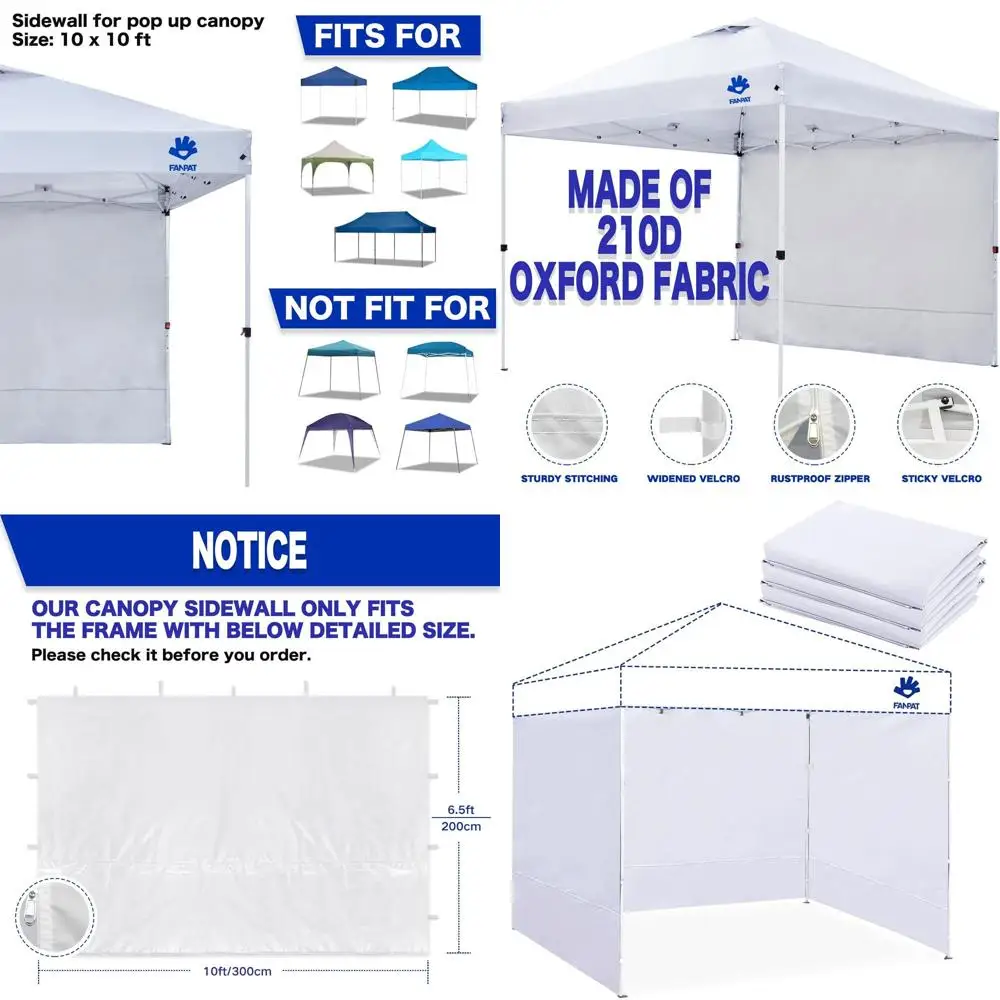 

3-х предметные водонепроницаемые белые боковые стенки для палаток 10x10 с 99% защитой от ультрафиолета (палатка в комплект не входит)