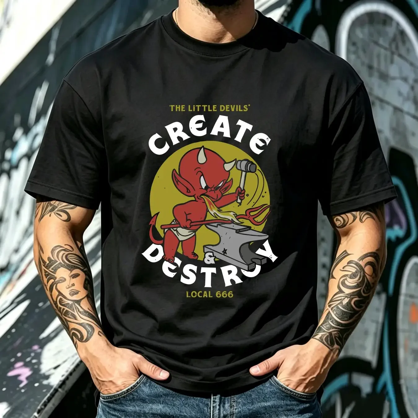 washed T Shirt Hot Stuff Local Devils Mens Licensed Cartoon Merch Little Devil Black vintage Washed graphic Stylish Stretched