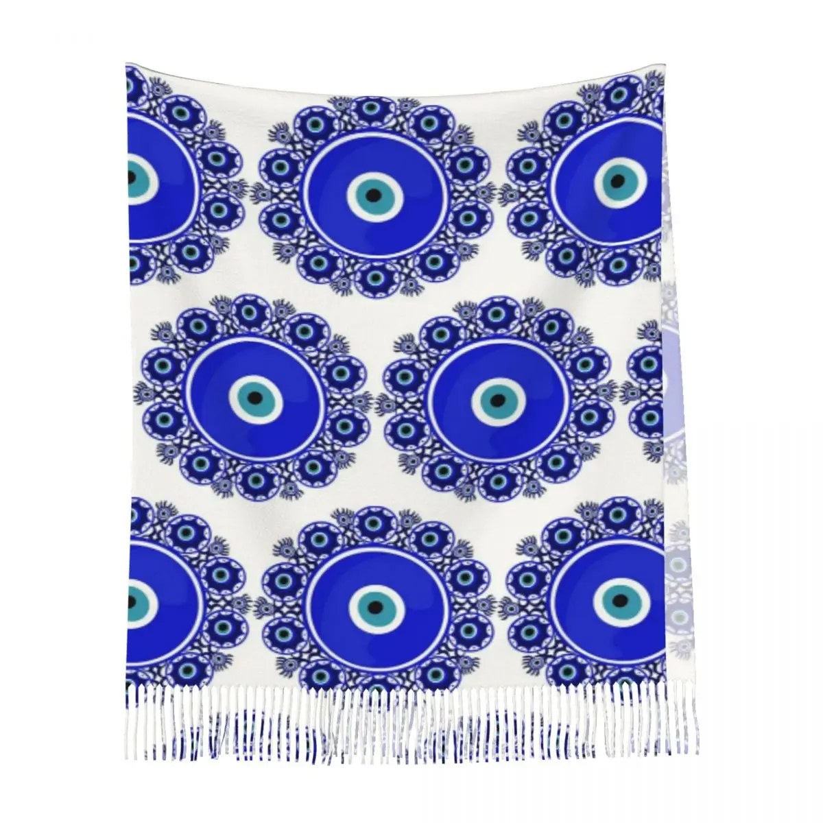 عين الشر ماندالا باللون الذهبي والأزرق محظوظ سحر تميمة وشاح شرابة الأوشحة للنساء شالات ويلتف طويل الخريف الشتاء شال التفاف