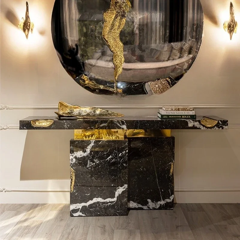 Light luxury marble entrance table villa living room corridor against the wall high-end modern design