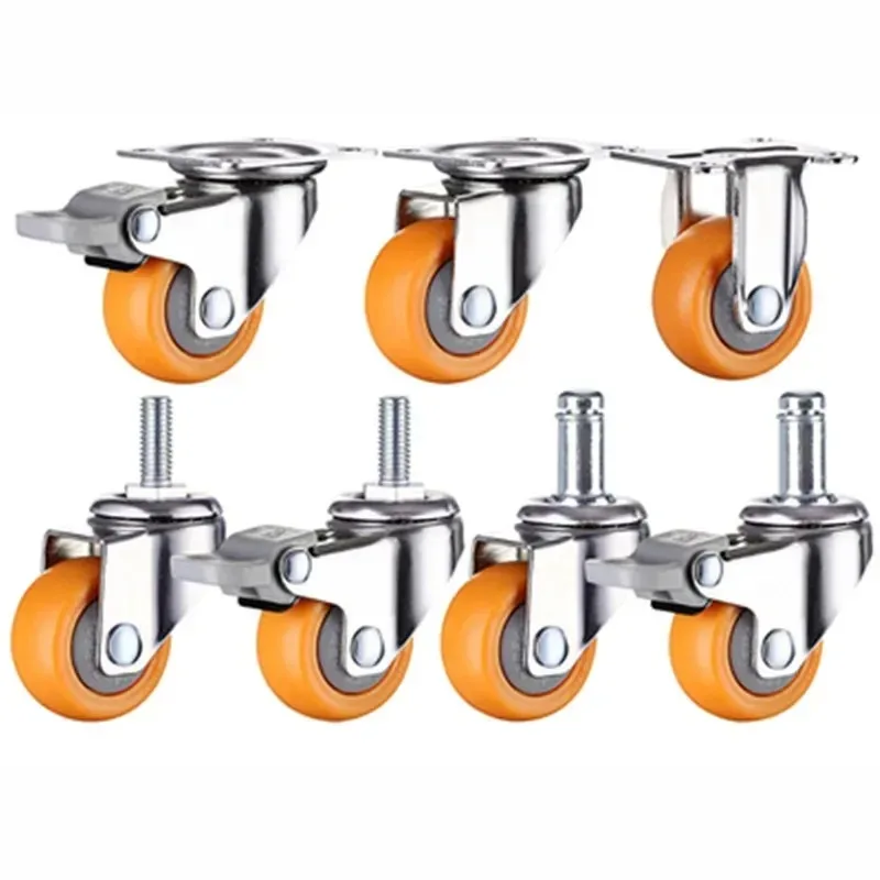 1/1,5/2 Zoll Orange Lenkrolle Trolley Gummi Möbelrollen Räder leise Tatami Schublade Riemenscheibe Rollen Richtungsrad