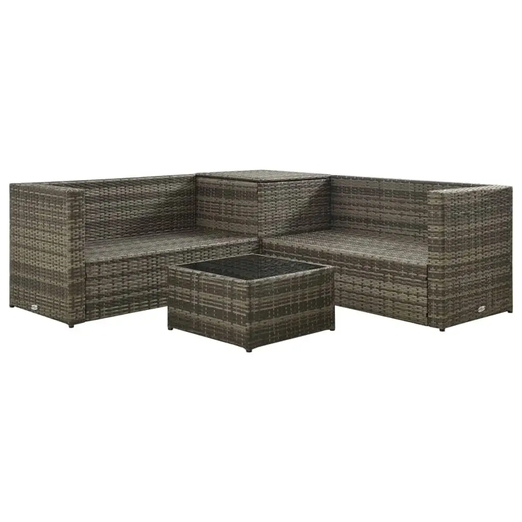 4-teiliges Terrassen-Lounge-Set aus grauem Polyrattan mit Kissen – stilvolle Gartenmöbel