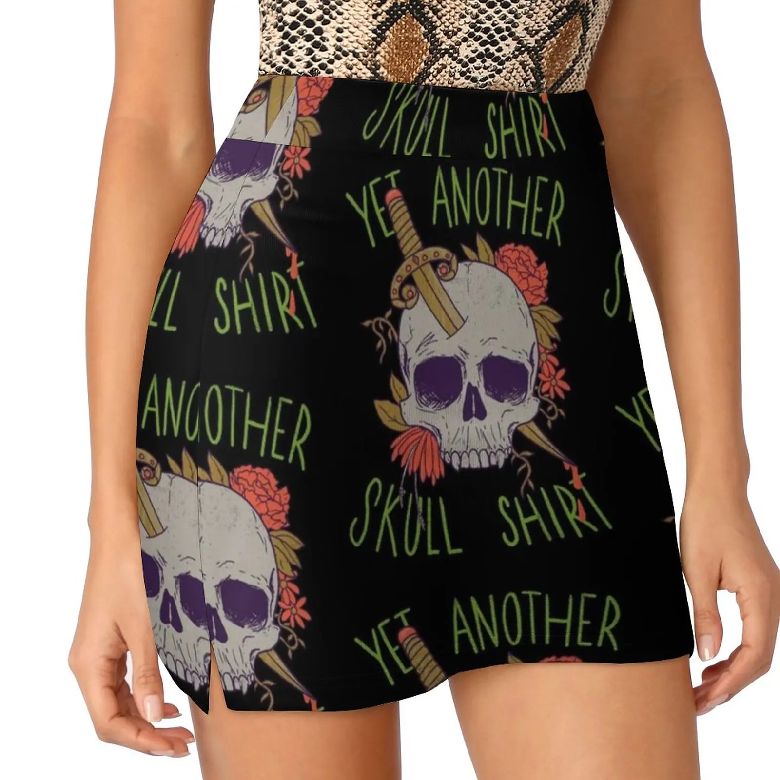 Yet Another Skull Shirt Women's skirt Y2K Summer Clothes 2022 Kpop Style Trouser Skirt With Pocket Skull Skulls Skeleton Tattoo