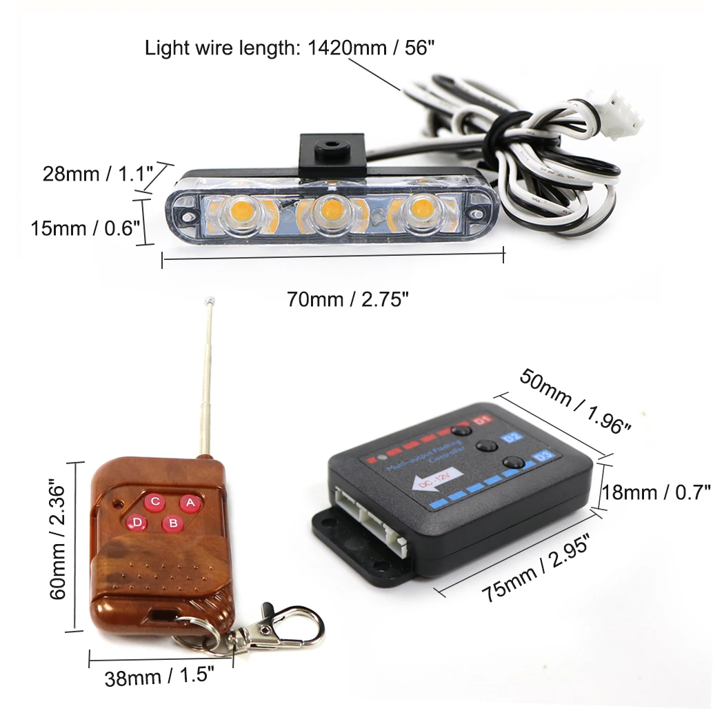 4x3 LED 8x3 LED 12V estroboscopios luz estroboscópica Flash Fso policía luz intermitente coche camión lámpara LED DRL ambulancia accesorio