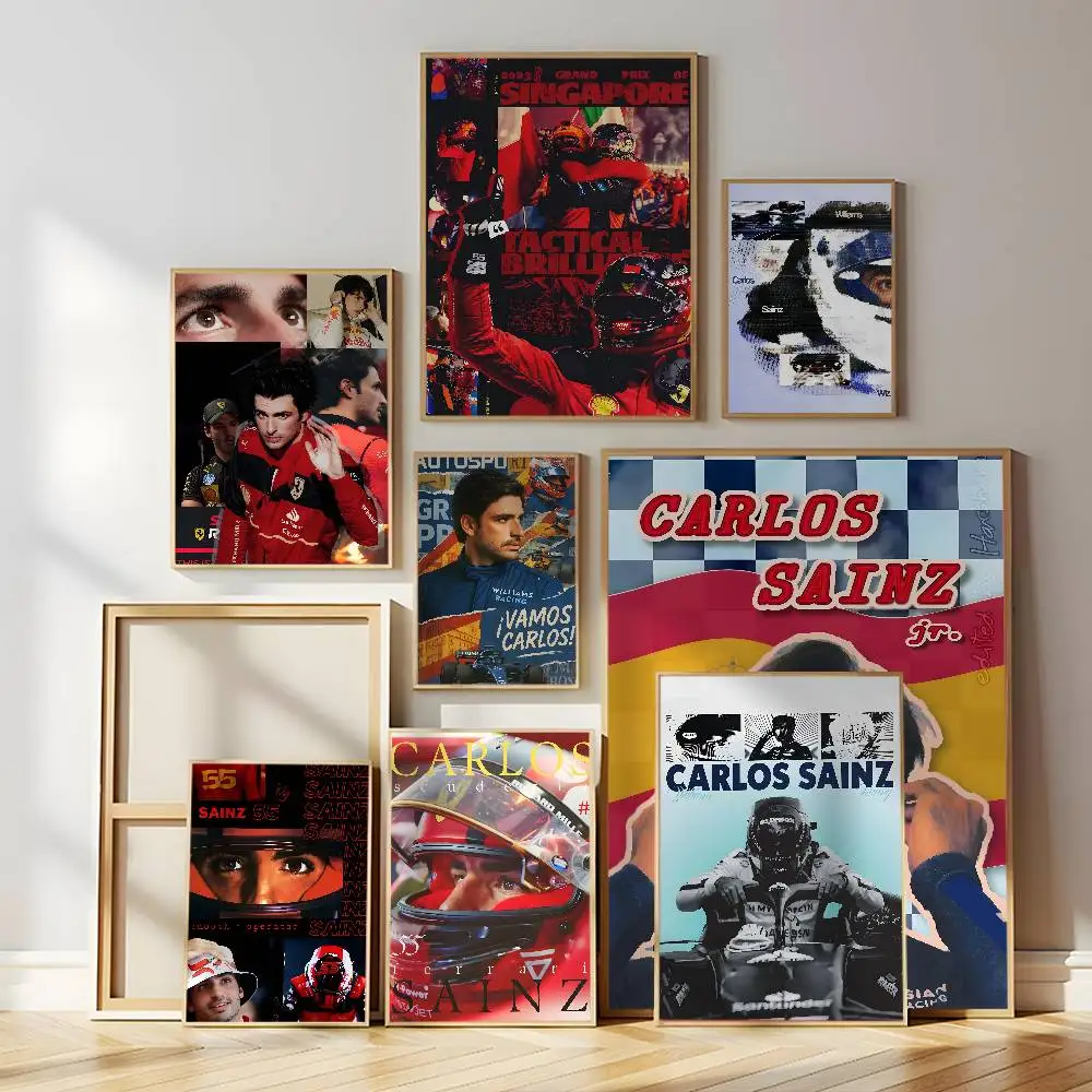 Racing C-Carlos Chilis S-Sainz Poster Self-adhesive Wall Mural Art Waterproof Sticker For Bar Room Decor High Quality Print Gift