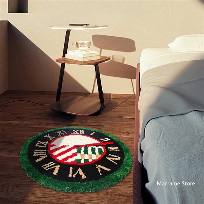 Nordic Style Retro Creative Clock Tufted Bedside Blanket Household Bathroom Absorbent Non-Slip Foot Mat Living Room Carpet