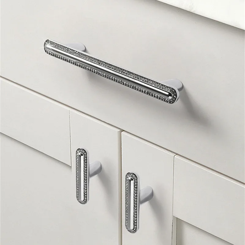 KK&FING High-end Cabinet Door Handles Crystal Handle Zinc Alloy Kitchen Cupboard Wardrobe Pulls Drawer Knobs Furniture Hardware