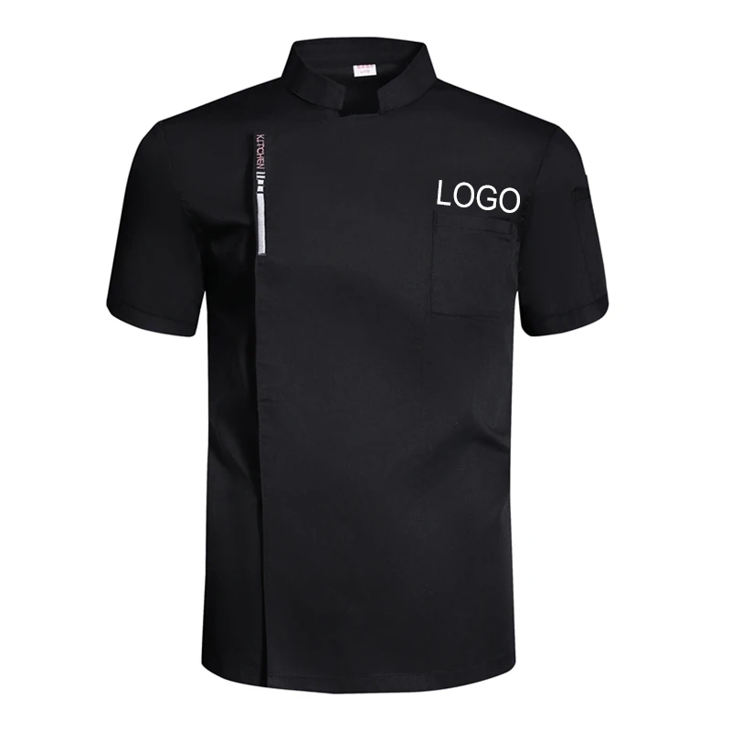 Uniforme de Chef de verano con logotipo personalizado, camisa de cocina para restaurante, traje de camarero de Catering de Hotel de manga corta, monos de panadería