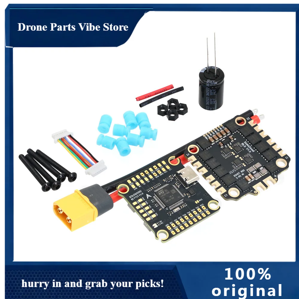 

APSoloGood 8S F722 Flight Controller BLHELI_S 8S 60A 4in1 ESC 30.5X30.5mm 3-8S for FPV Freestyle Drones Parts