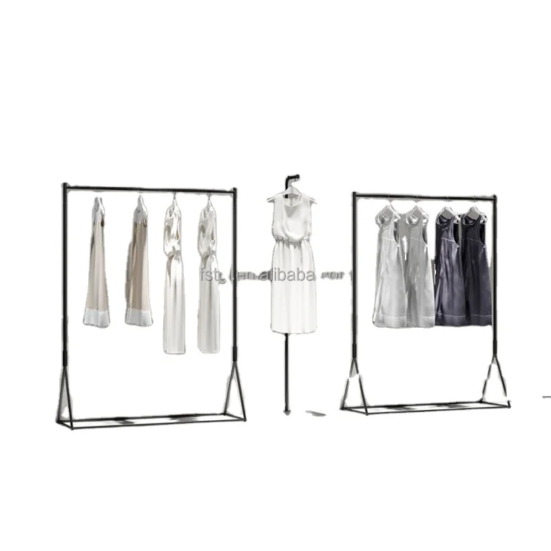 [Customized]Retail Boutique Store Display Rack Floor-Standing Metal Garment Rack System Model Application Clothing Stand Display