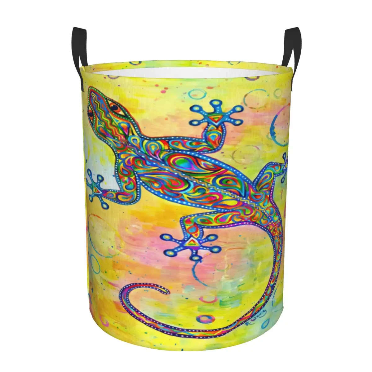 Custom Gecko Psychedelic Paisley Lizard Laundry Basket Collapsible Baby Hamper for Nursery Toys Organizer Storage Bins