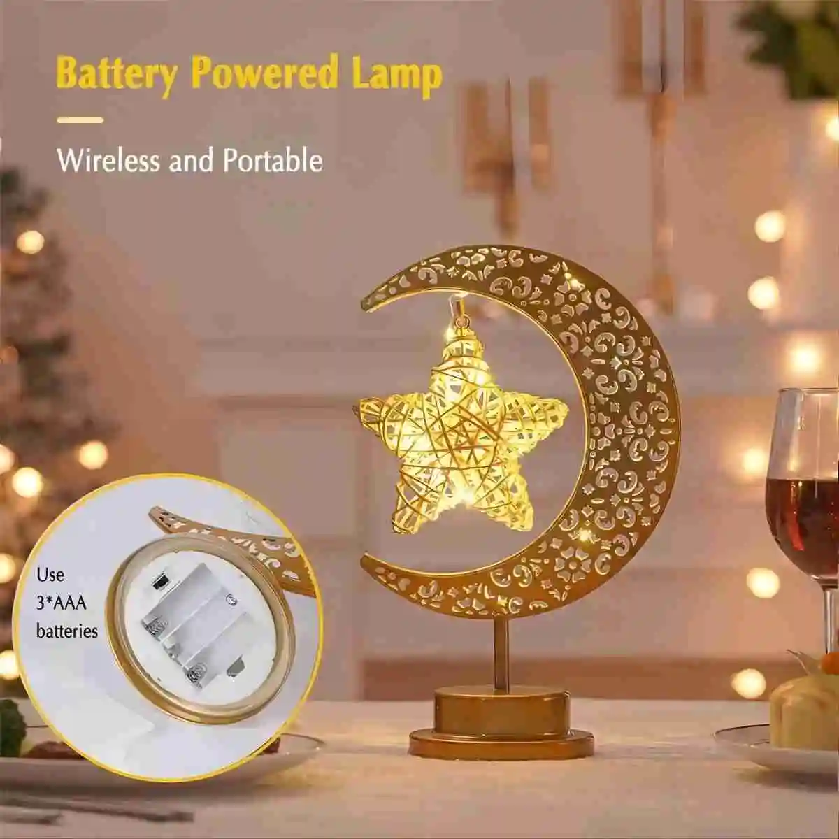 1PC Gurbana Orb Star Festival decorative lights Led Iron Moon Hollow table modeling lamp