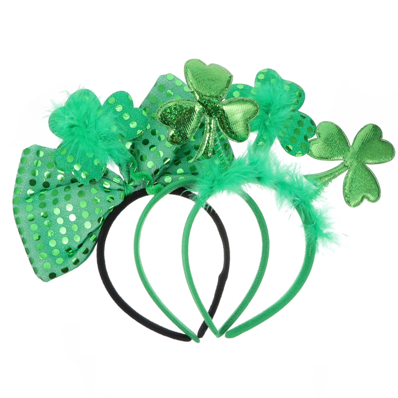 

3 pcs Sequin Bow Head Buckle Hair Hoop Women Party Holiday Bowknot Headdress Clover Headband Hairband Party Hair Smooth Delicate
