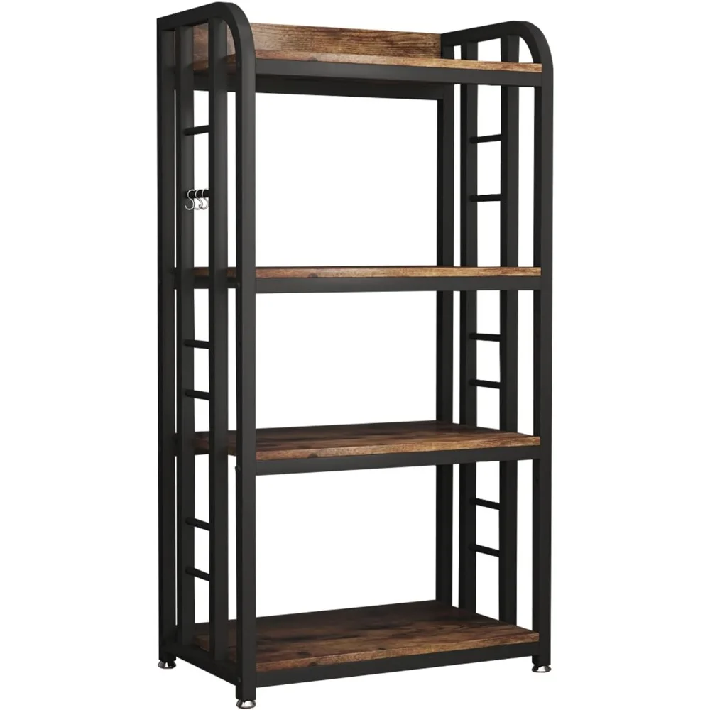 Four-Tier Microwave Oven Stand with Adjustable Storage for Kitchen Use