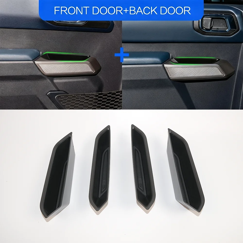 For Ford Bronco 4‑Door 2021 2022 2023 2024 2025 4PCS Door Handle Storage Box Side Armrest Organizer Tray Interior Car Accessorie