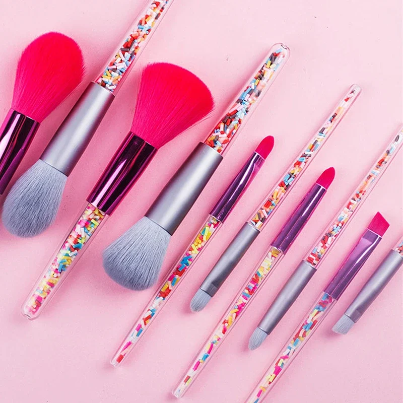 Lucky-Girls 5/8pcs Mini Makeup Brushes Soft Eyeshadow Powder Blush Eyebrow Brush Set Candy Theme Small Cosmetic Tools