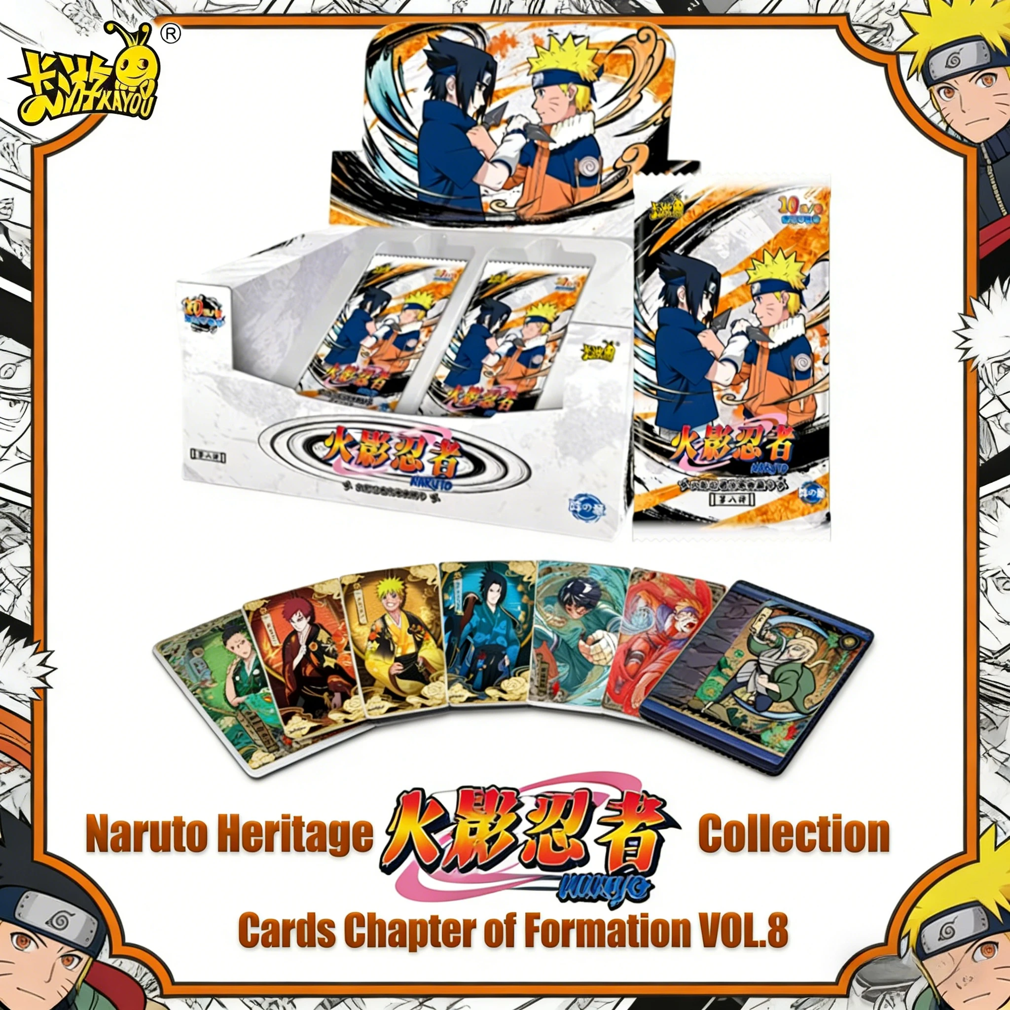 KAYOU Official Naruto Heritage Array 8th Wave Anime Trading Cards Genuine CR SP MR Rare Premium Ninja Anime Collectibles Cards