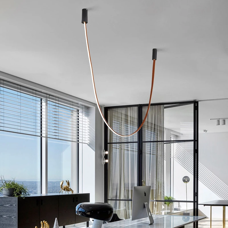 Moderne LED Gürtel Anhänger Lampe Nordic Linie Suspension Beleuchtung Für Villa Shop Loft Decor Designer Einfache Wohnzimmer Hängen Licht – Detail 4