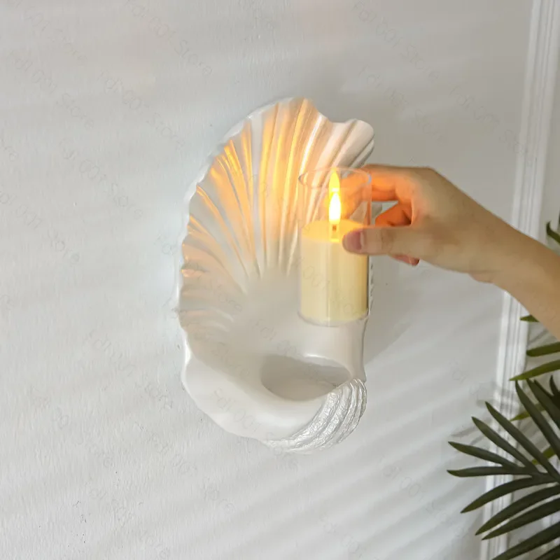 Style Shell Pearl Wall Candle Holder Decorative Wall Art for Living Room Entrance Aisle Narrow Space Decoration