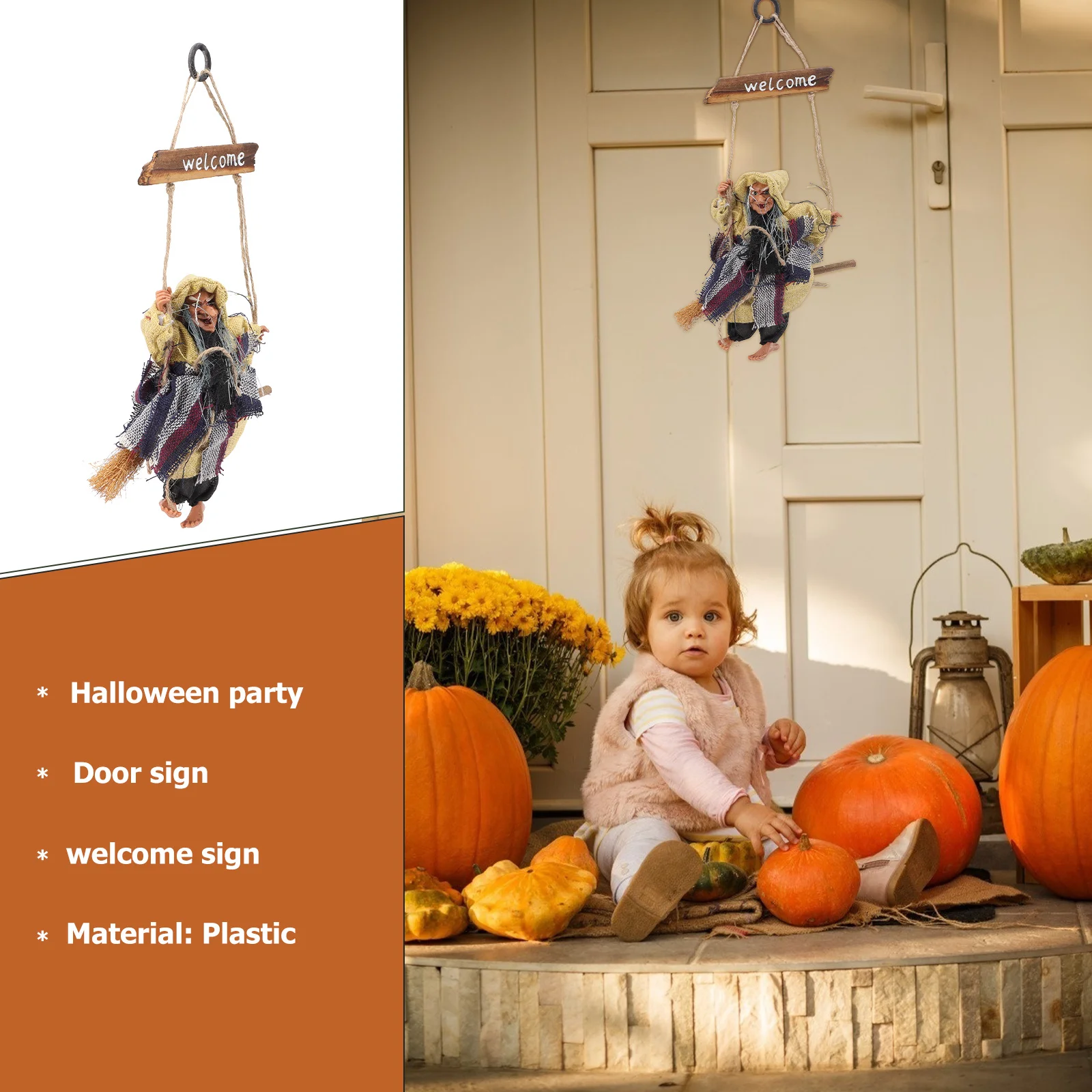 

Halloween Hanging Witch Wooden Sign Creative Welcome Door Pendant Wall Sign for Home Decoration Party Decor Home Decor