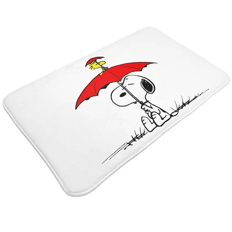 Custom Snoopy Woodstock Cartoon Animated Doormat Non-Slip Entrance Kitchen Bathroom Door Floor Mat Anime Dog Garage Carpet Rug