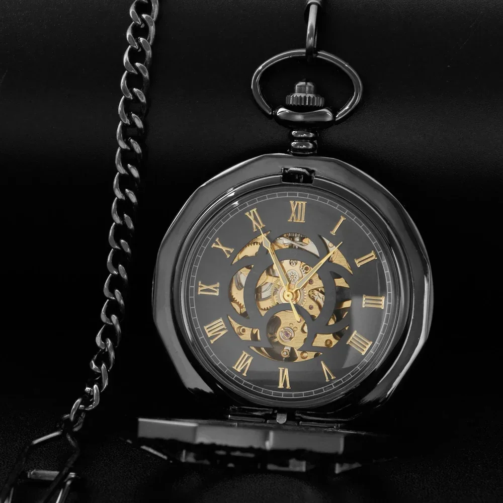 Vintage Roman Numerals Spider Wed Hand-winding Mechanical Pocket Watch Men Women Necklace Skeleton Fob Chain Watch