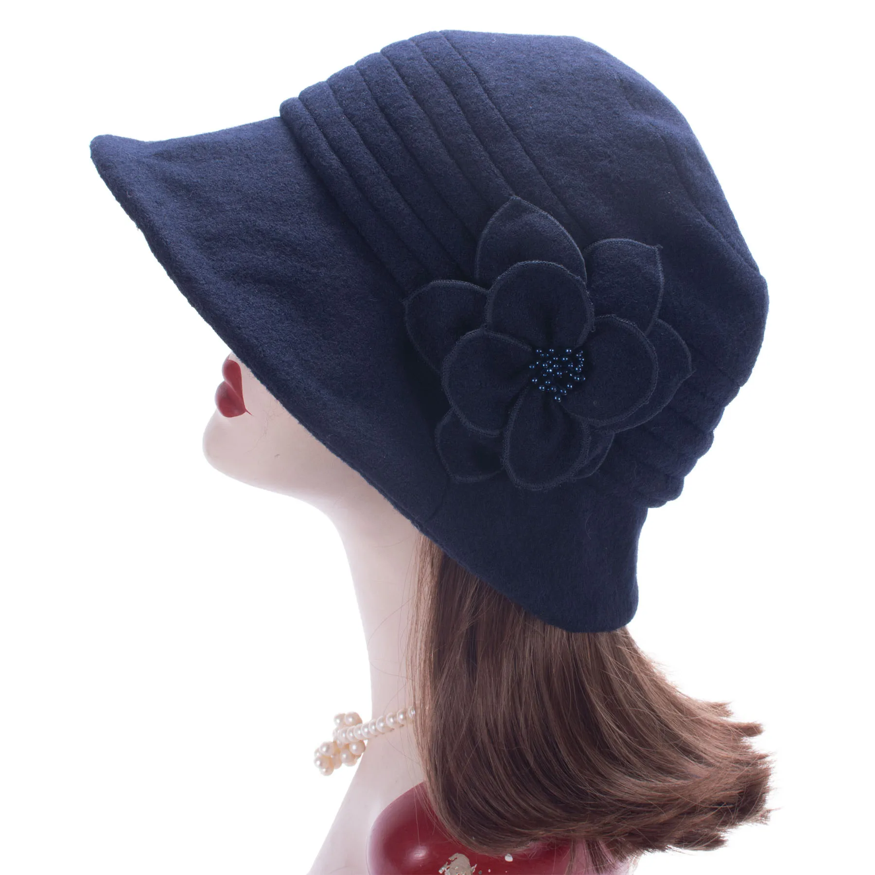 Lawliet Winter Hat for Women 1920s Gatsby Style Flower Warm Wool Beret Cap Beanies Cloche Bonnet Fedoras A299