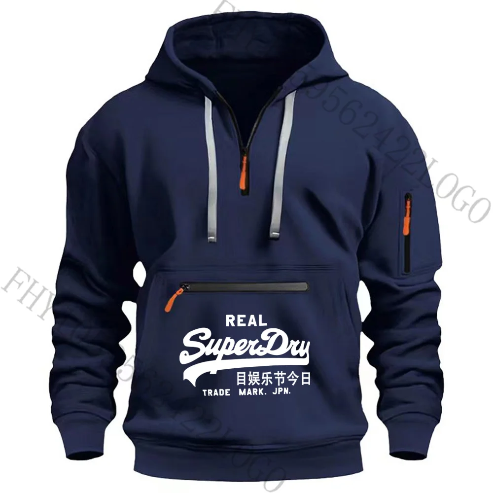 

Men's autumn and winter fashion hoodie casual outdoor fitness pullover long-sleeved hoodie design multi-zip sweatshirt