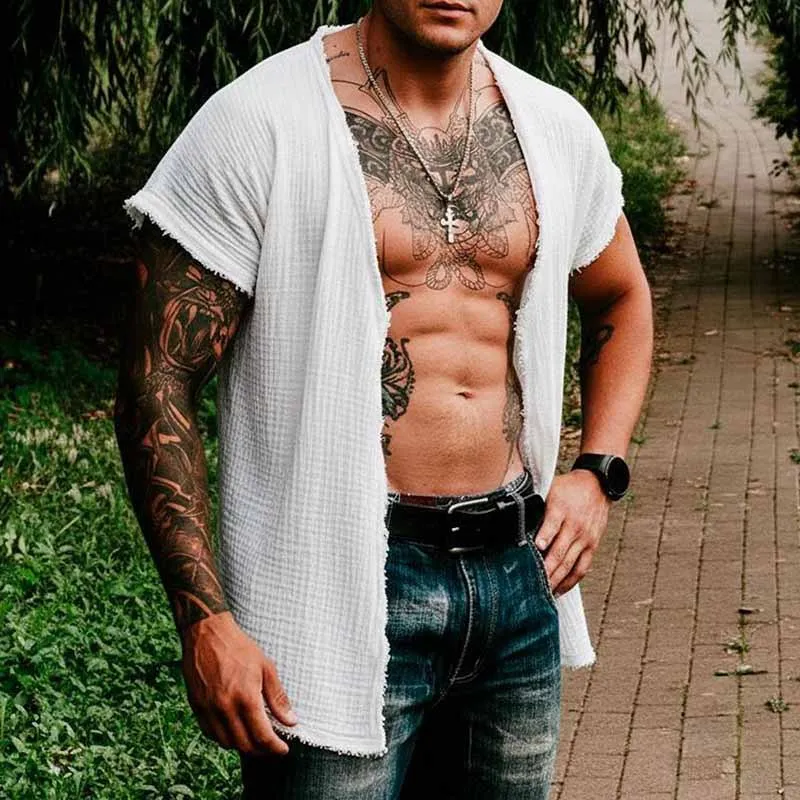 2026 Spring Summer New Men Short Sleeve Casual Retro Multi Color Shirt Loose Fashion Desin Breathable Top