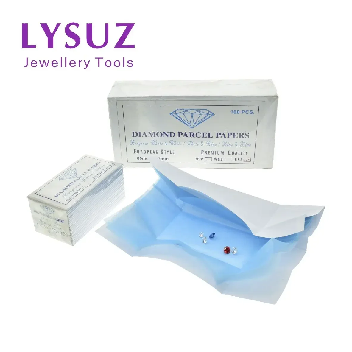 

Diamond Parcel Paper Gemstone White And Blue Jewelry Packing Gem Stone Storing Pack Gemologist
