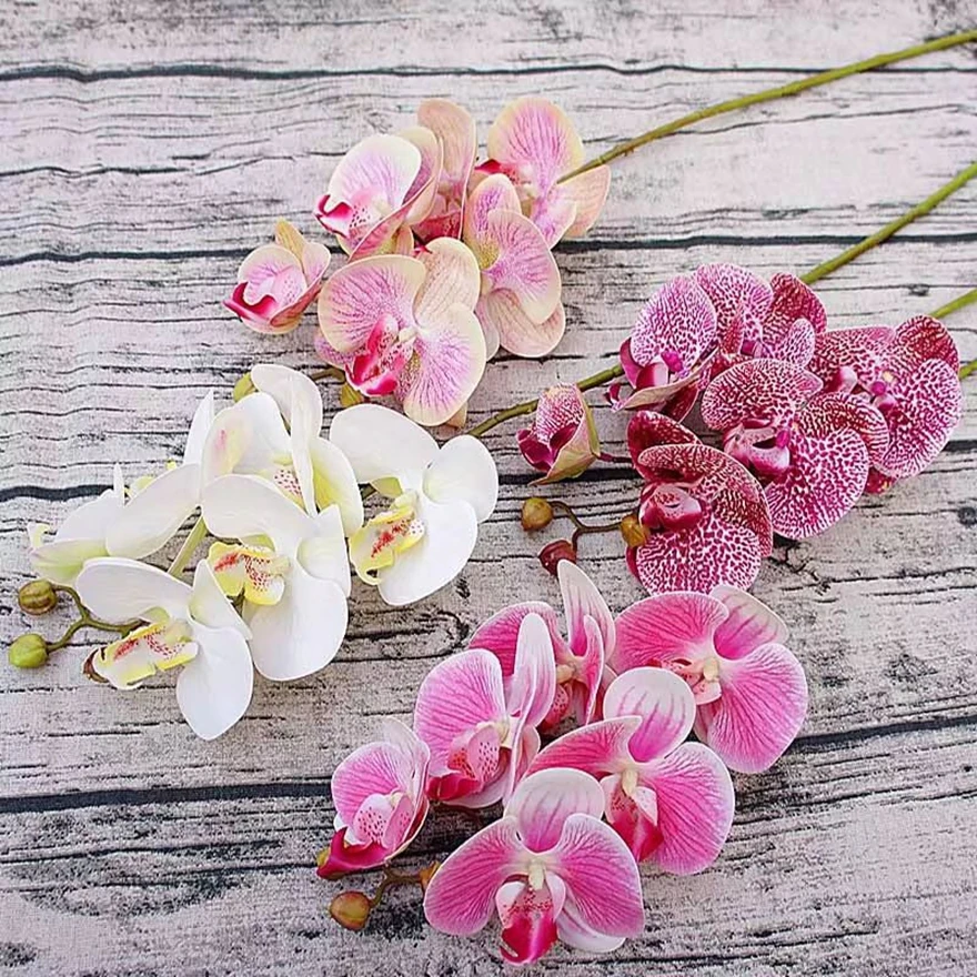 3D Artificial Flowers Plastic Butterfly Orchid Home Vase Party Decor Wedding Outdoor Garden Bride Bouquet DIY Garland Gift Boxes