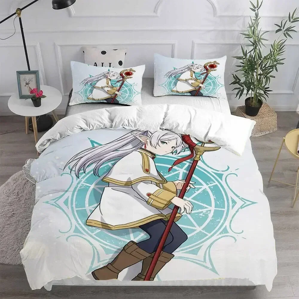 3D Print Anime Frieren Bedding Set For Bedroom Soft Modern Bedspreads Comefortable Kids Duvet Cover Quilt Cover And Pillowcase
