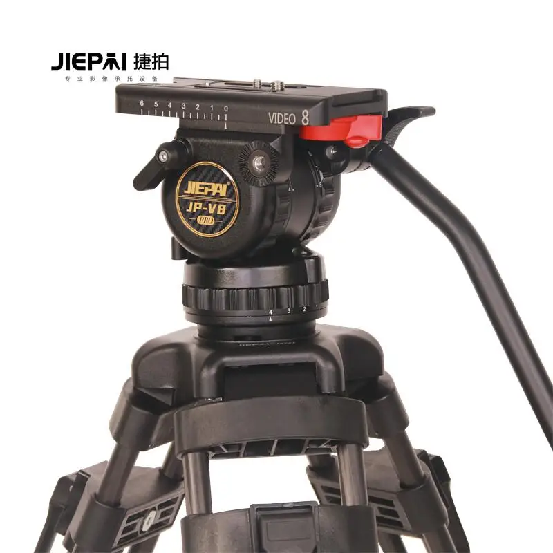 Jiepai JP-V8L/T Pro Tripod Broadcast Level Hydraulic Ptz Magnetic Suction Foot Rest Set Aluminum Alloy 8kg Proffesional Tripod