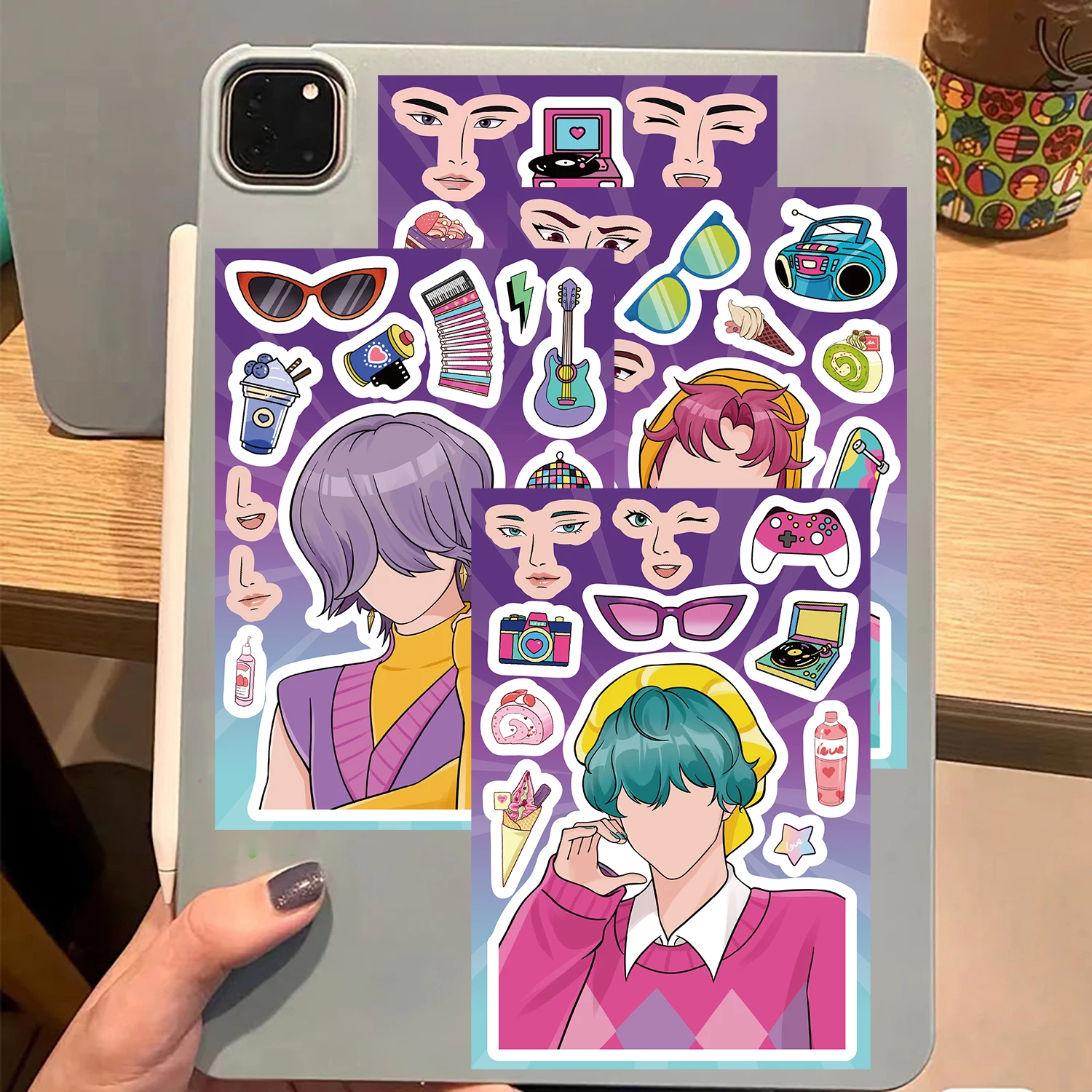 8PCS Cartoon New Demon Hunting Girl Collage Sticker Creative Graffiti Phone  Waterproof PVC Fashion Style Invitation Sticker