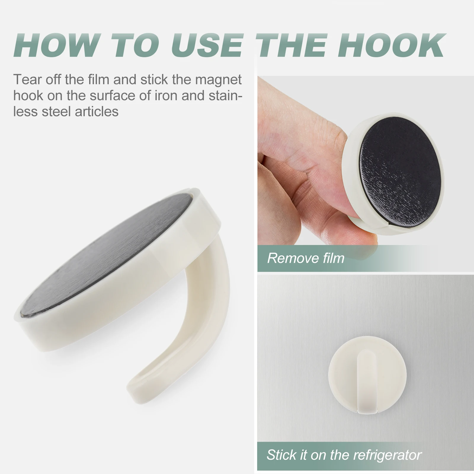 

2 Pcs Adhesive Magnet Hook Refrigerator Accessories Bath Towel White Beige Magnets Hooks Child