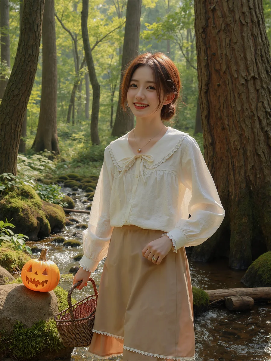 

Lace-Up Cute Solid Shirts 2000s Blouses Woman Clothes Spring Feminine Beautiful Temperament Refined Sophisticated Lady Classy OL