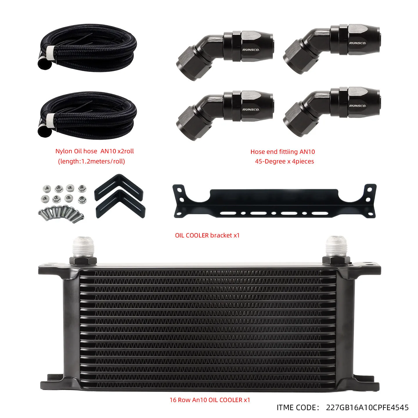 AN10 Aluminum 16 Rows British Type Car Engine Oil Cooler Cooling Radiator Replacement Universal Cooler