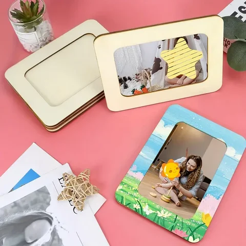 2/4/8pcs High Quality Handmade Wooden Photo Frames, DIY Photo Frame Embryos, Can Be Painted Three-dimensional Photo Album Frames