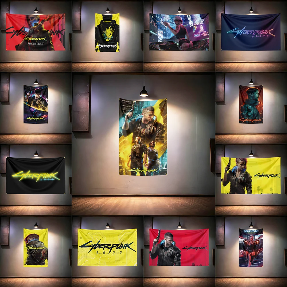 Cyber-punks Game Fans Flag 3x5ft 90x150cm For Gaming Room Bedroom Man Cave Bar Home Wall Decor Banner
