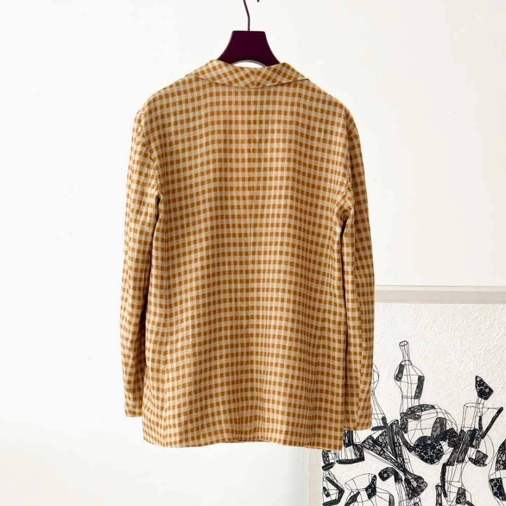 سترة كتان بسيطة وفضفاضة وغير منتظمة وخفيفة الوزن ومسامية ومريحة #2