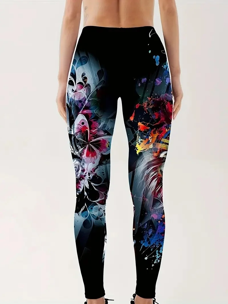 Full Print Casual Tight Stretch elastic waist Comfortable slim fit Work daily travel Wear women\'s leggings