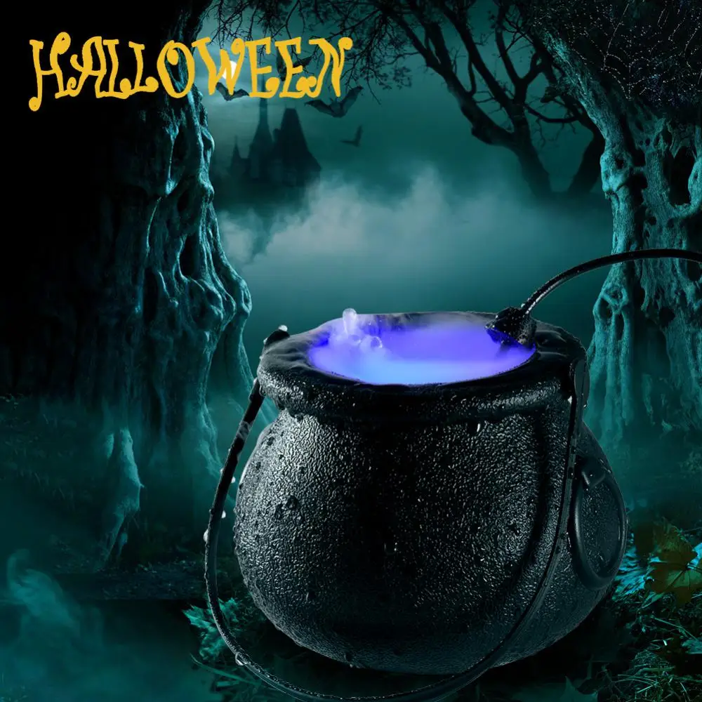 Halloween Mist Witch Pot Seven Colours Led Fountain Fogger Witch Canister Fogging Misty Decorative Lights Holiday Party Ambient