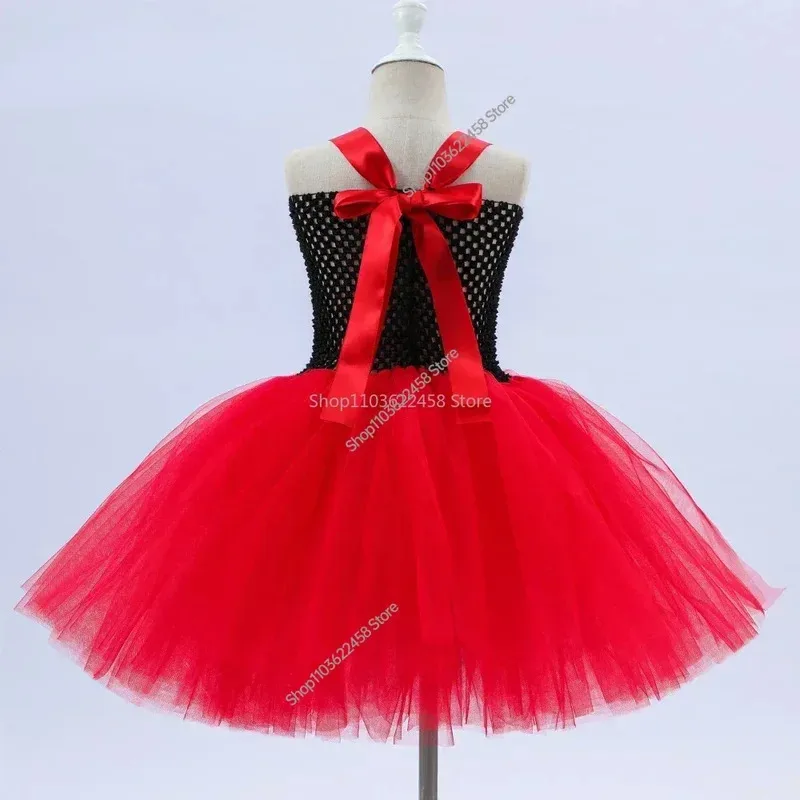 Костюмы-пачки красной королевы сердец для девочек, нарядное платье Алисы в стране чудес, детский карнавальный наряд на Хэллоуин с короной, волшебная палочка