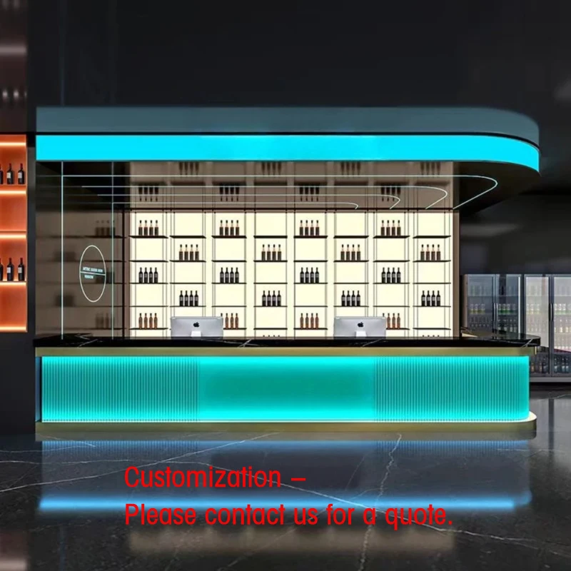 custom.Custom Industrial Style Billiard Hall  Bar Counter Baking Paint Reception Desk Internet Cafe Gym Hotel Front Counter