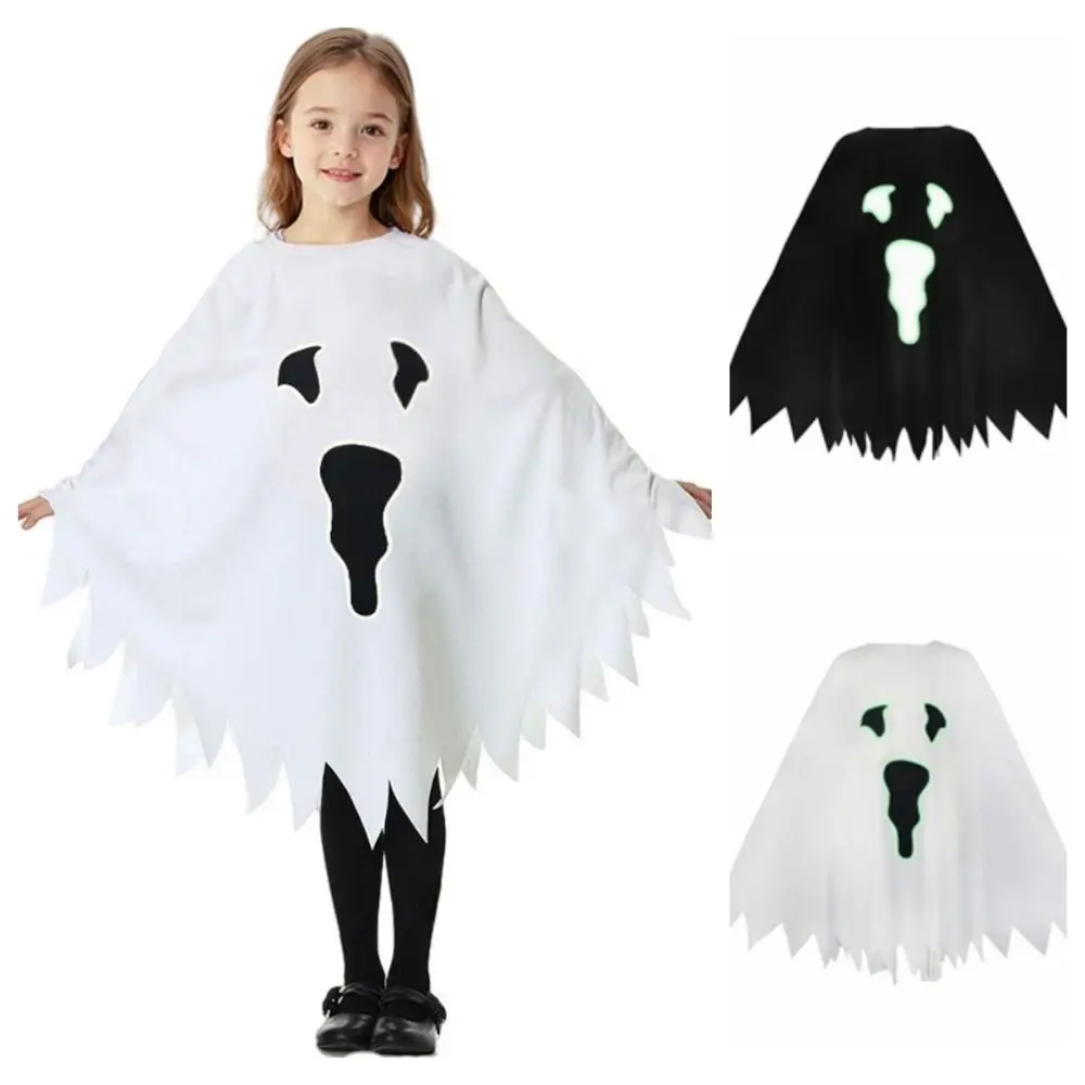 Kleding Prop Gloeiende Ghost Cape Leuke interactie Feestmantel Halloween-kostuum voor kinderen Zwarte losse lichtgevende Ghost-sjaal Kinderen